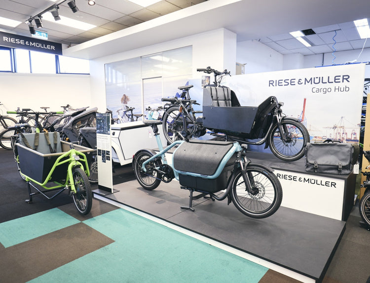 front loading cargo bikes on display at EBT