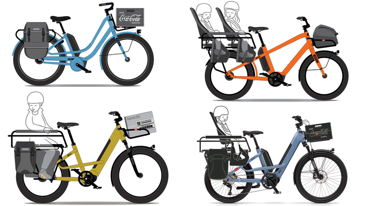 Long tail cargo bikes