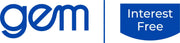 Logo of Gem Finance showing interest-free option