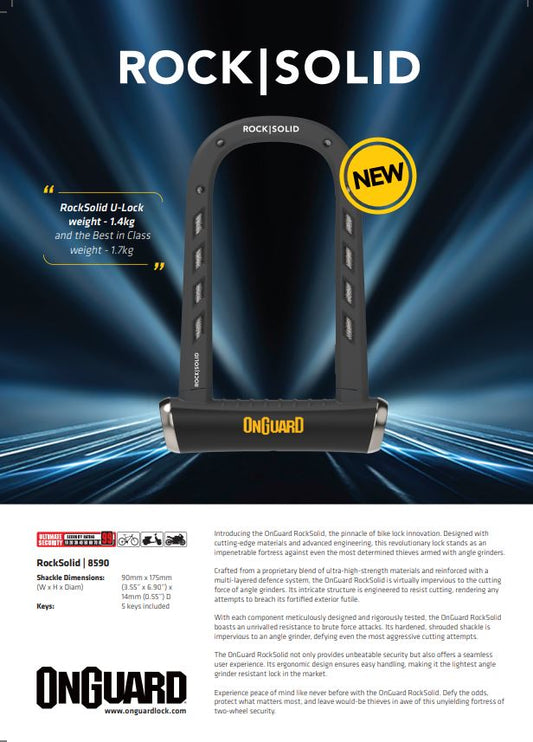 Onguard U-Lock Rock Solid 17cm X 9cm