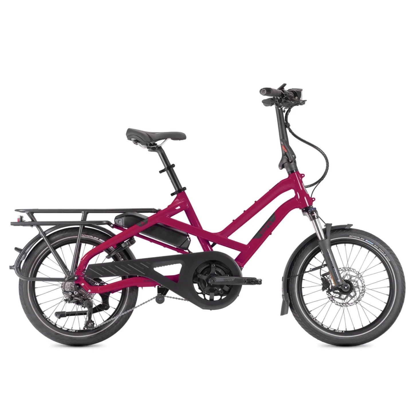 Image of a Tern HSD G2 P10 ebike in dragonfruit colour